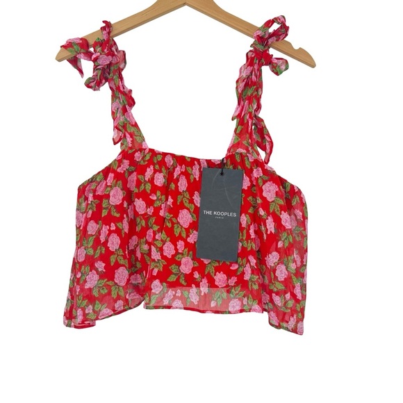 NEW The Kooples Floral Print Cropped Top Sz 0 - Picture 1 of 7